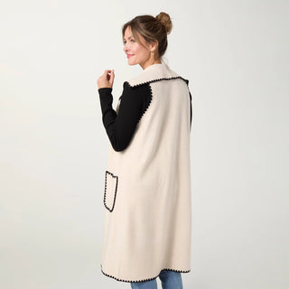 Pre Order (Sept) Heavenly Luxe Long Vest w/ Contrast Trim