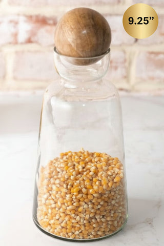 Pre Order Glass Carafe with Wood Ball Stopper, 2 Size Options