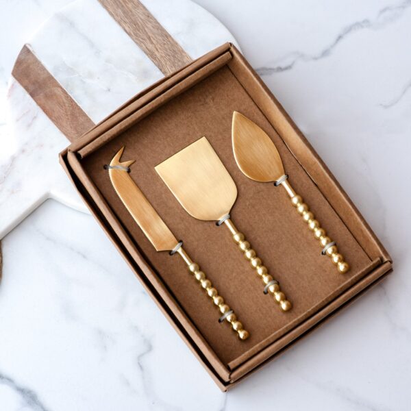 Gold Ball Cheese Knife Set, 3 Pieces