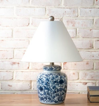 Pre Order 19" Blue Floral Ceramic Lamp