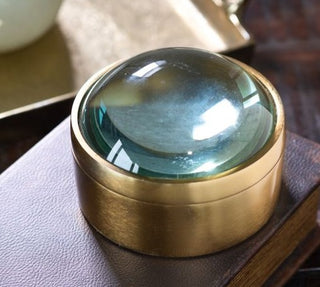 Round Gold Magnifying Glass Canister