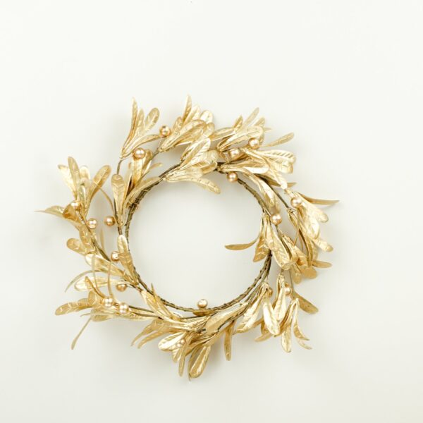 11.8" Gold Holly Wreath