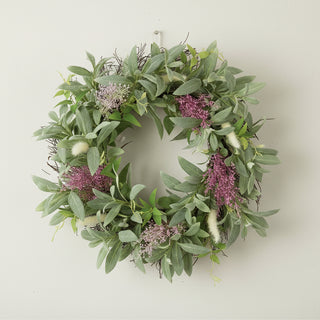 22" Olive Leaves & Cattail Wreath