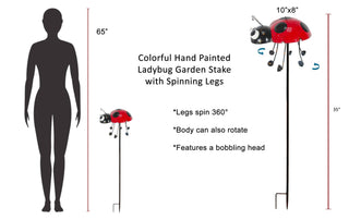 Painted and Enameled Metal Ladybug Garden Stake