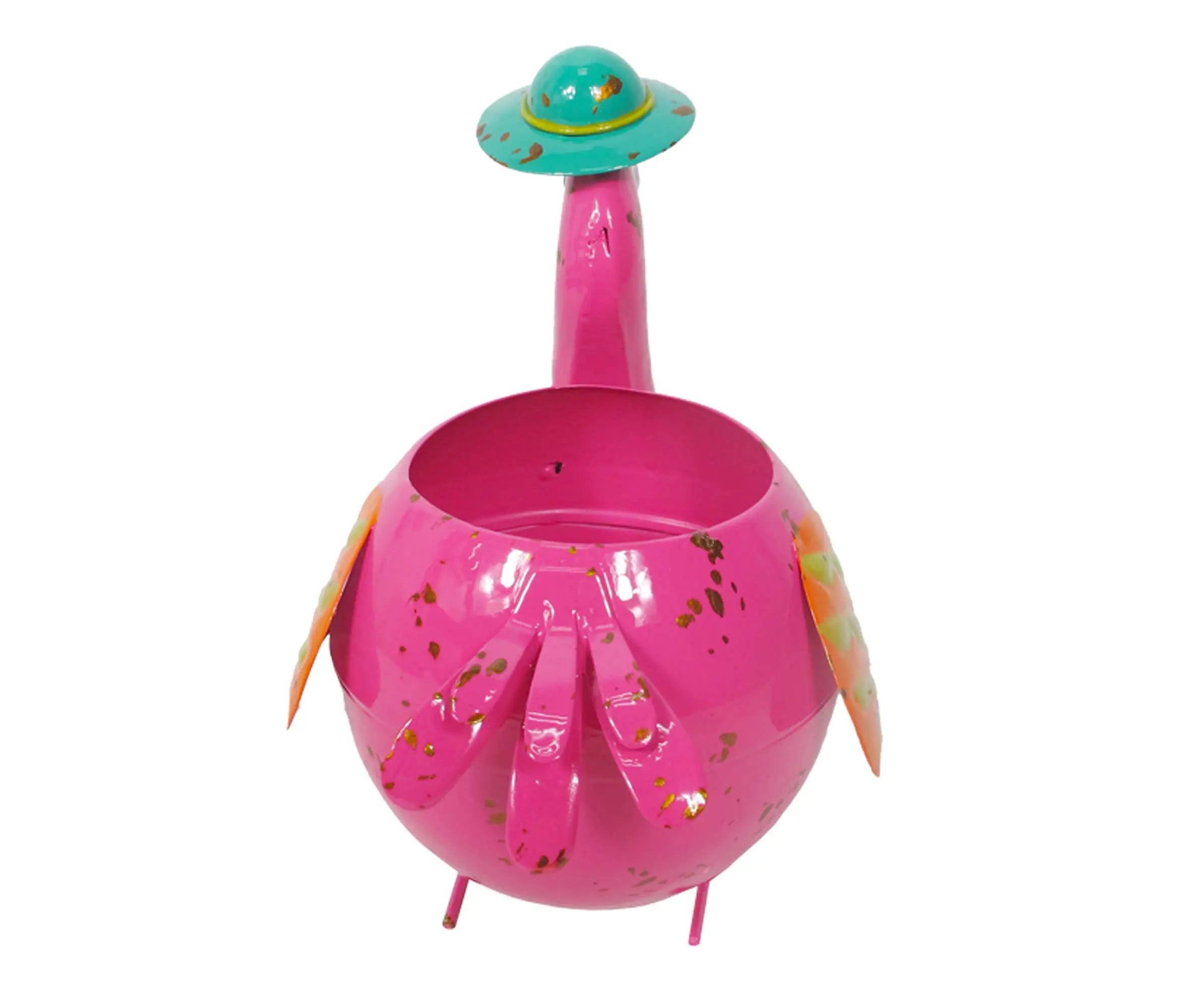 Painted and Enameled Mini Flamingo Planter