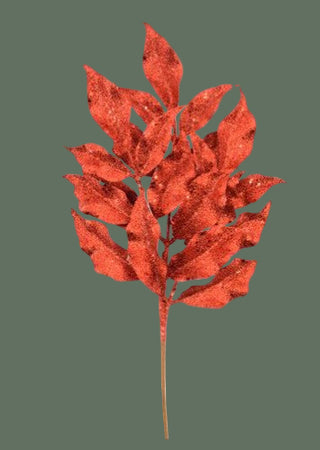 Red Glitter Leaf Pick