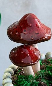Ceramic Double Mushroom Stake, 2 Color Options
