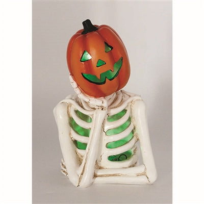 Lighted Thinking Jack-O-Lantern Head Skeleton