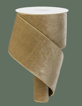 Deluxe Velvet & Satin Back Taupe Ribbon 10YD