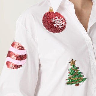 Pre Order (Nov) Holiday Sequins Patch Blouse, 3 Size Options