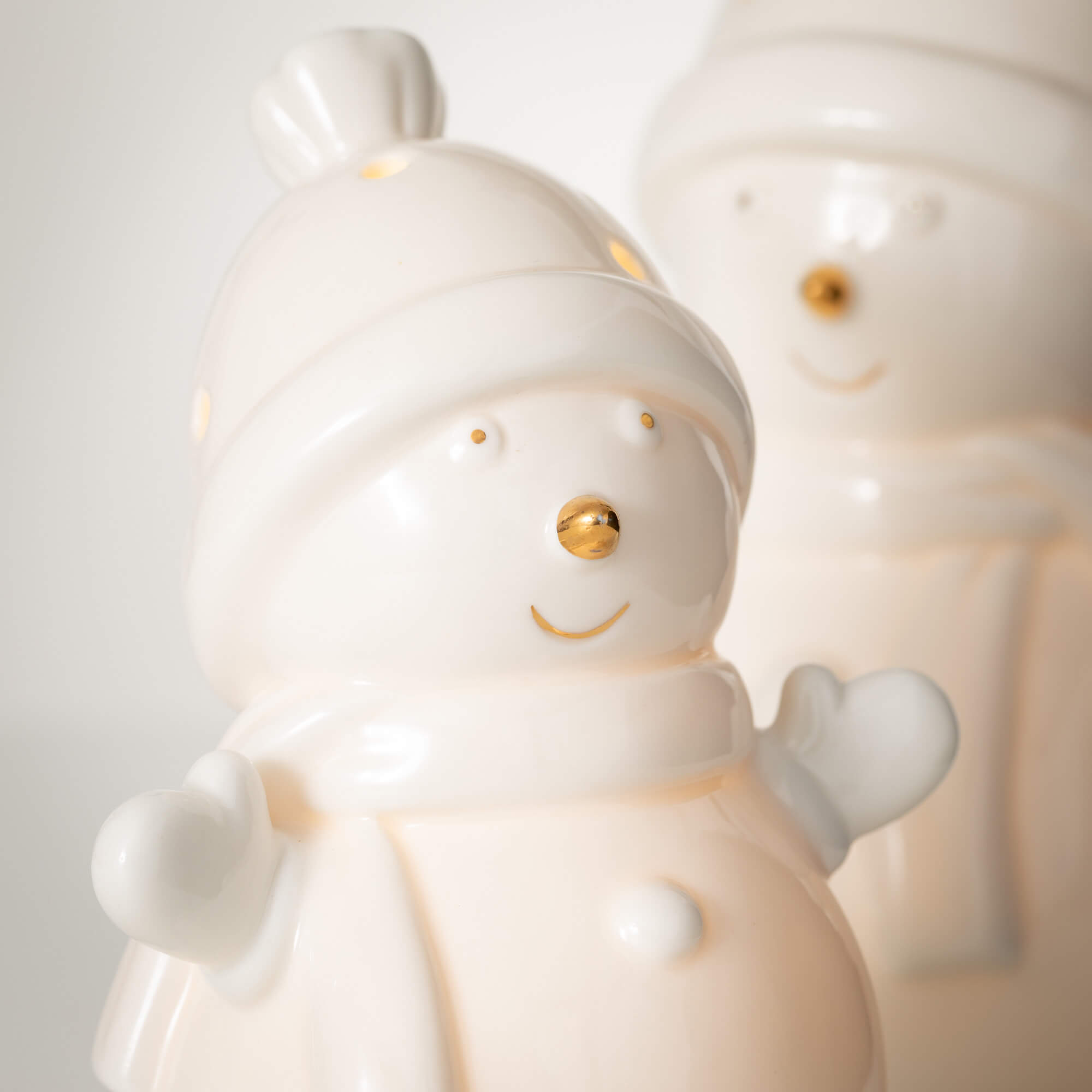 LED Porcelain Snowman Figure, Size Options