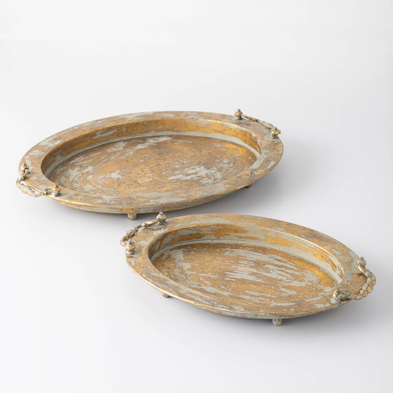 Rustic Gold Metal Tray, Size Options