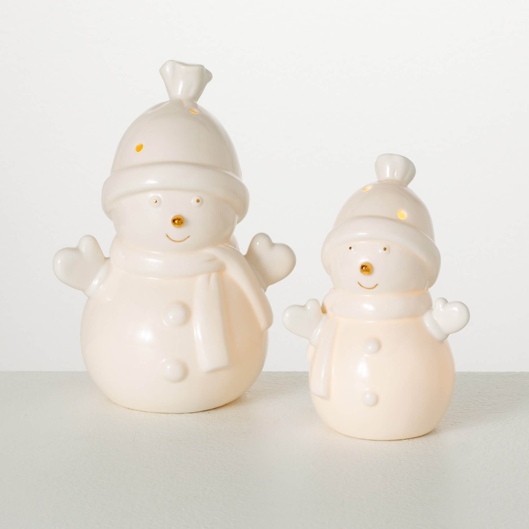 LED Porcelain Snowman Figure, Size Options