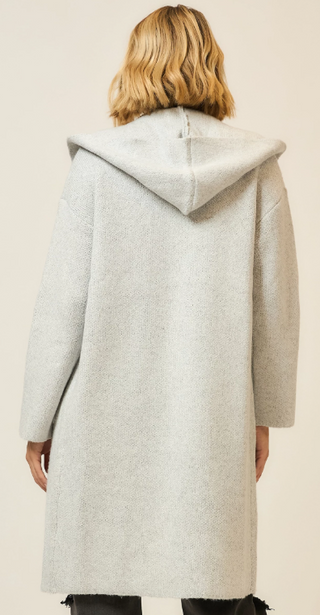 Hooded Brushed Knit Open Cardigan
