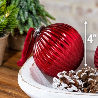 Red Glass Ornament with Bead Detail, 2 Size Options