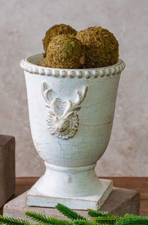 6" Gold Wash Cement Deer Urn Planter