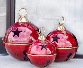 Set of 3 Jumbo Burgundy and Gold Bells