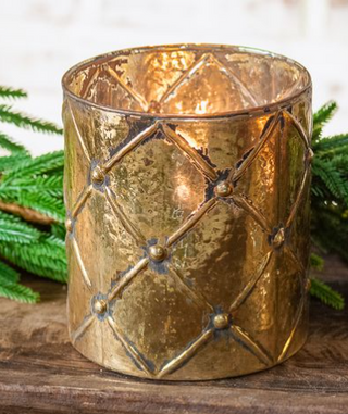 Gold Check Candle Holder