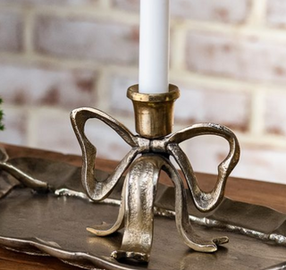 4.25" Gold Deco Bow Candle Holder