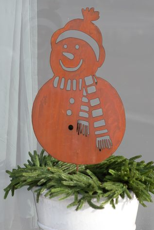 31.5" Rustic Snowman Stake