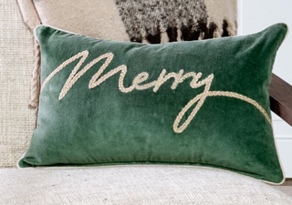 Green "Merry" Pillow
