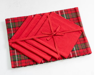 8pc Holiday Plaid Napkin/Placemat Set