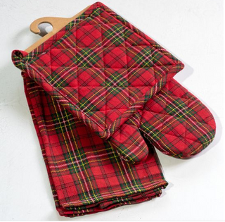 3pc Holiday Plaid Collection, Mitt, Potholder and Towel