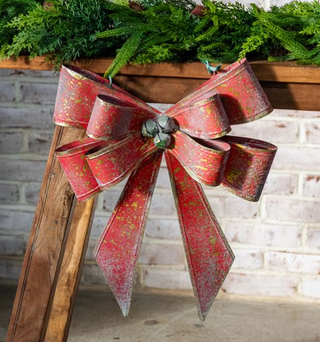 20" Red Metal Hanging Bow