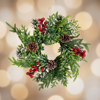 14" Pine & Berry Candle Ring