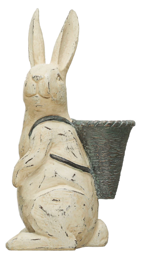 Resin Rabbit with Basket, 2 Style Options