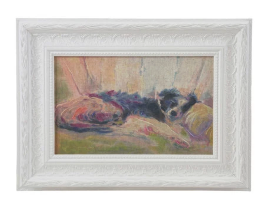 Framed Sleeping Dog Image , 3 Style Options
