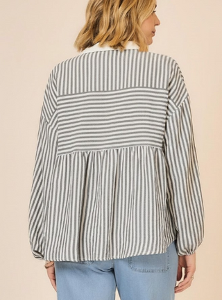 Multidirectional Stripe Peplum Blouse