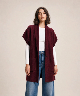 Knit Sleeveless Single Button Cardigan
