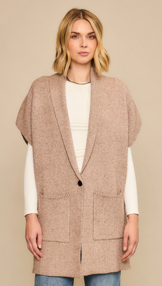 Knit Sleeveless Single Button Cardigan