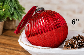 Red Glass Ornament with Bead Detail, 2 Size Options