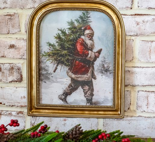 12" Antique Gold Framed Holiday Wall Decor, 2 Style Options