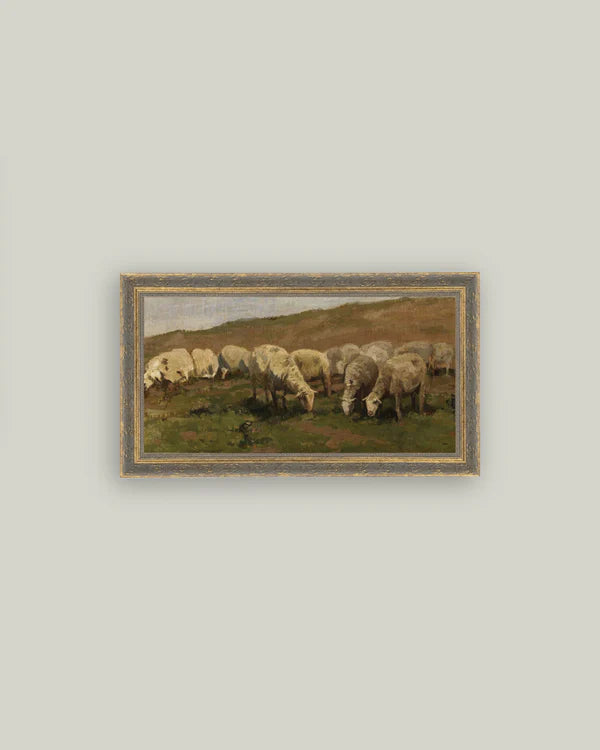 Sheep Landscape Framed Print, Size Options