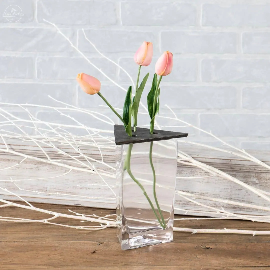 Triangle Glass Vase w/Iron Lid **MM12**