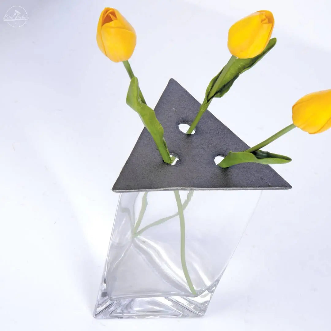 Triangle Glass Vase w/Iron Lid **MM12**