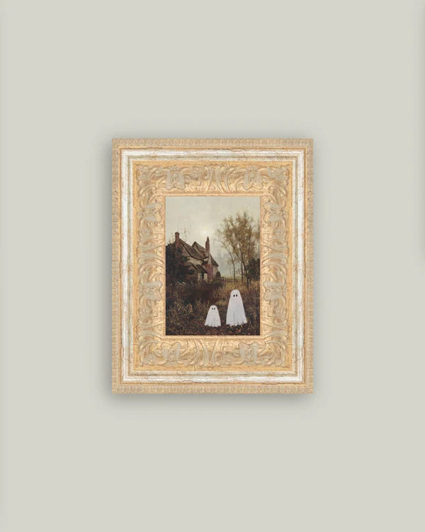 Two Ghosts in Autumn Framed Canvas Print, Size Options