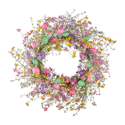 26" Wildflower and Pastel Egg Wreath