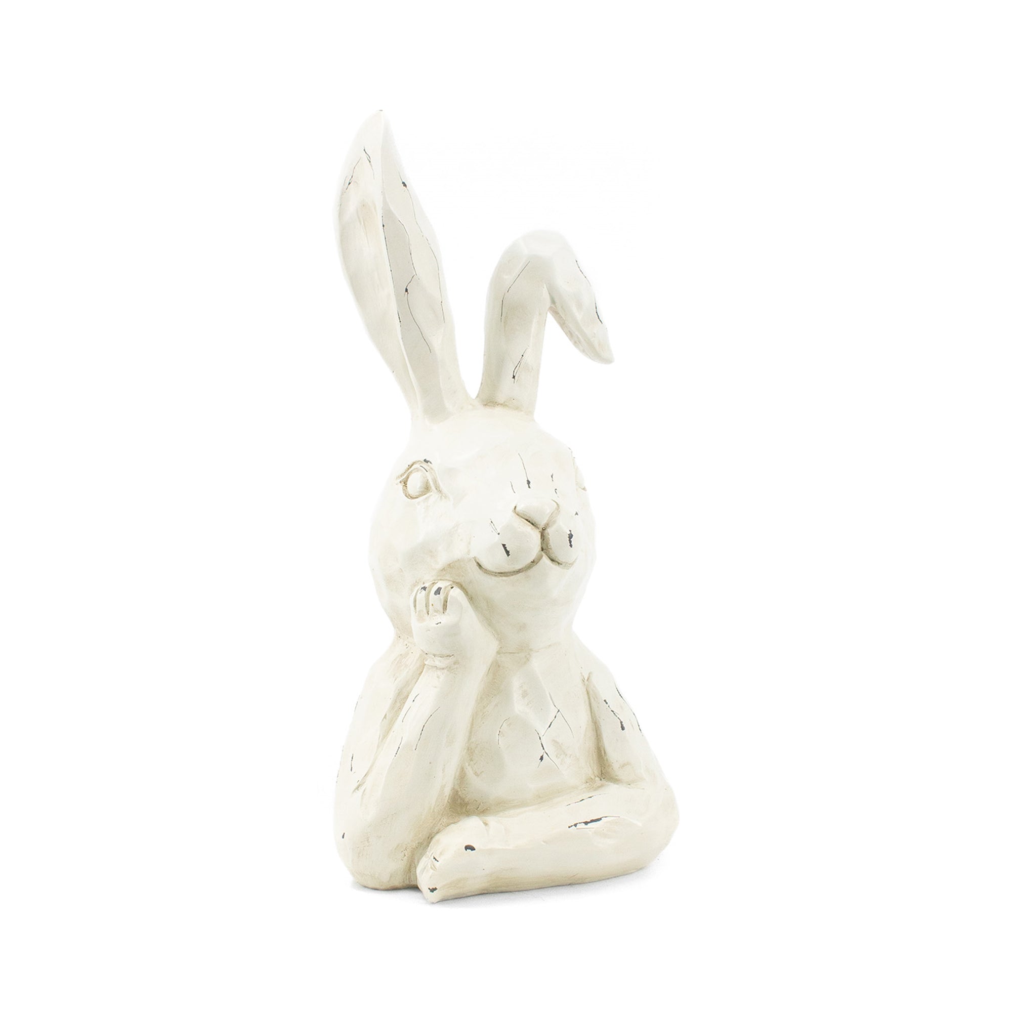 White Resin Thinking Bunny