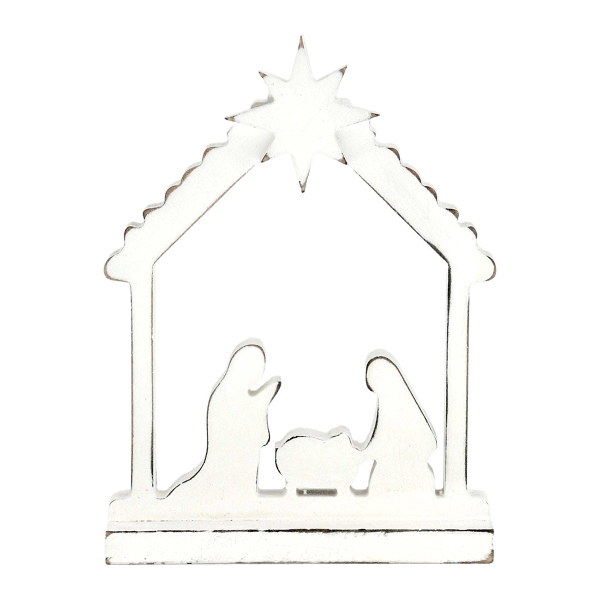 White Nativity Cutout Block