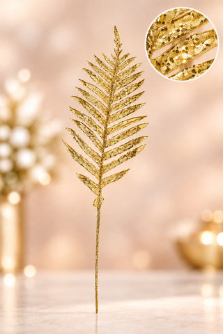40" Iced Metallic Gold Leaf Spray