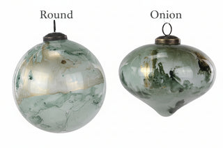 Sage Green Marbled Glass Ornament, 2 Style Options