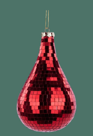 Red Mirror Teardrop Ornament