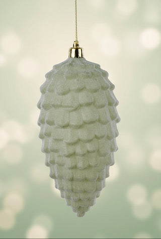 Sage Green Flocked Pinecone Ornament, 6.5 Inch