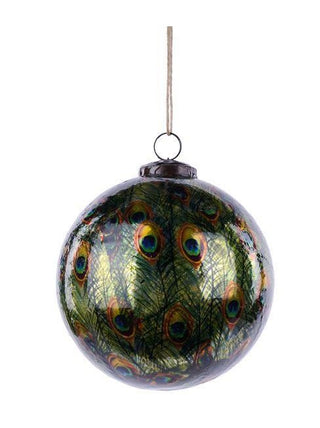 5" Glass Peacock Feathers Ornament