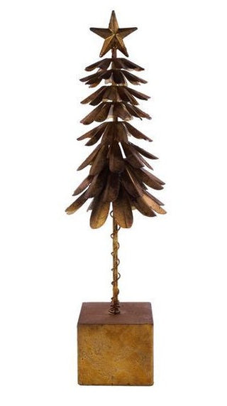 Metal Leaf Christmas Tree Antique Gold/Copper, 3 Size Options