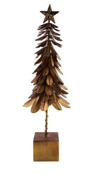 Metal Leaf Christmas Tree Antique Gold/Copper, 3 Size Options